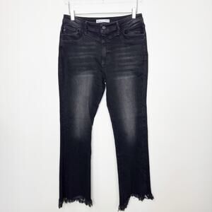 KanCan Maurices High Rise Black Wash Frayed Hem Bootcut Jean 30